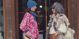 isa genolini and maria antonia in the main street of cortina dampezzo, italy, march 1982 photo by slim aaronsgetty images