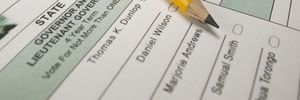 election ballot with pencil, close up