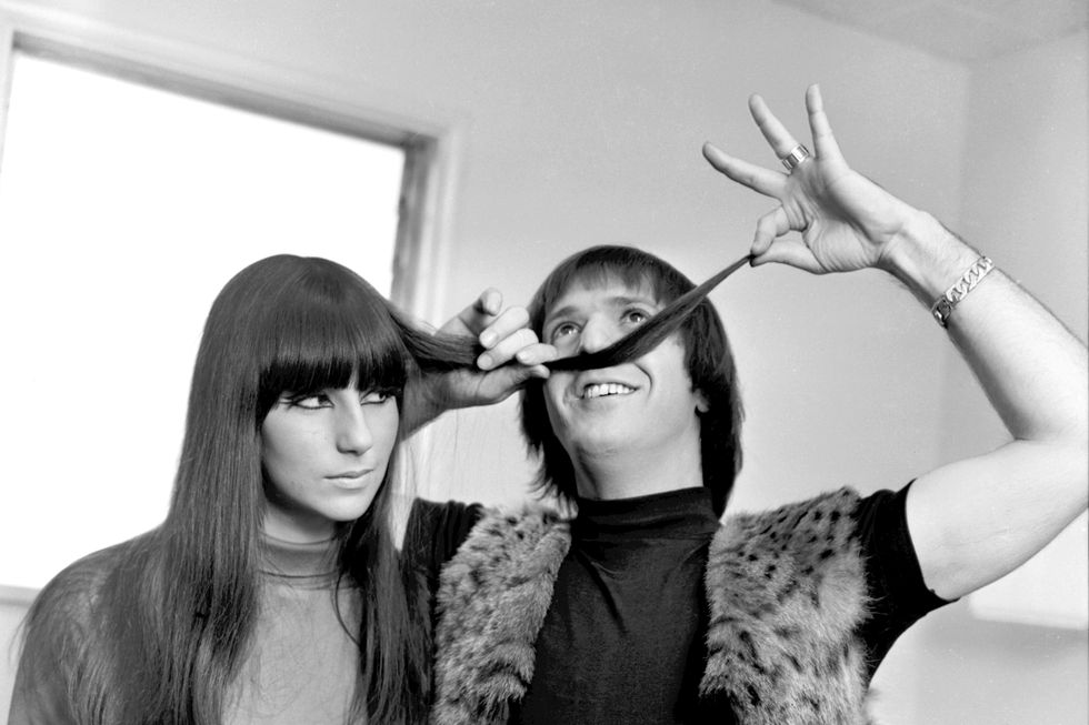 Sonny and Cher pose for a portrait session in 1965 in Los Angeles, California