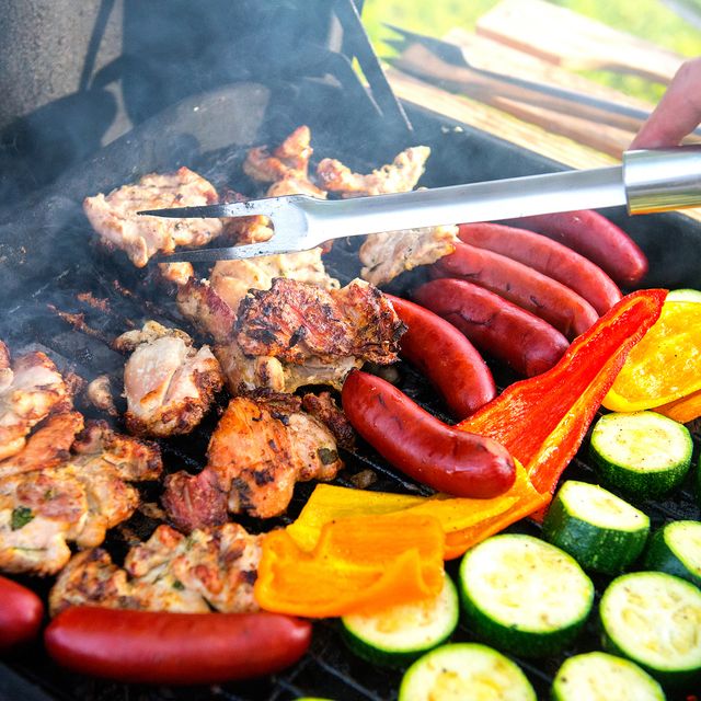 Close-Up Of Meat On Barbecue Grill