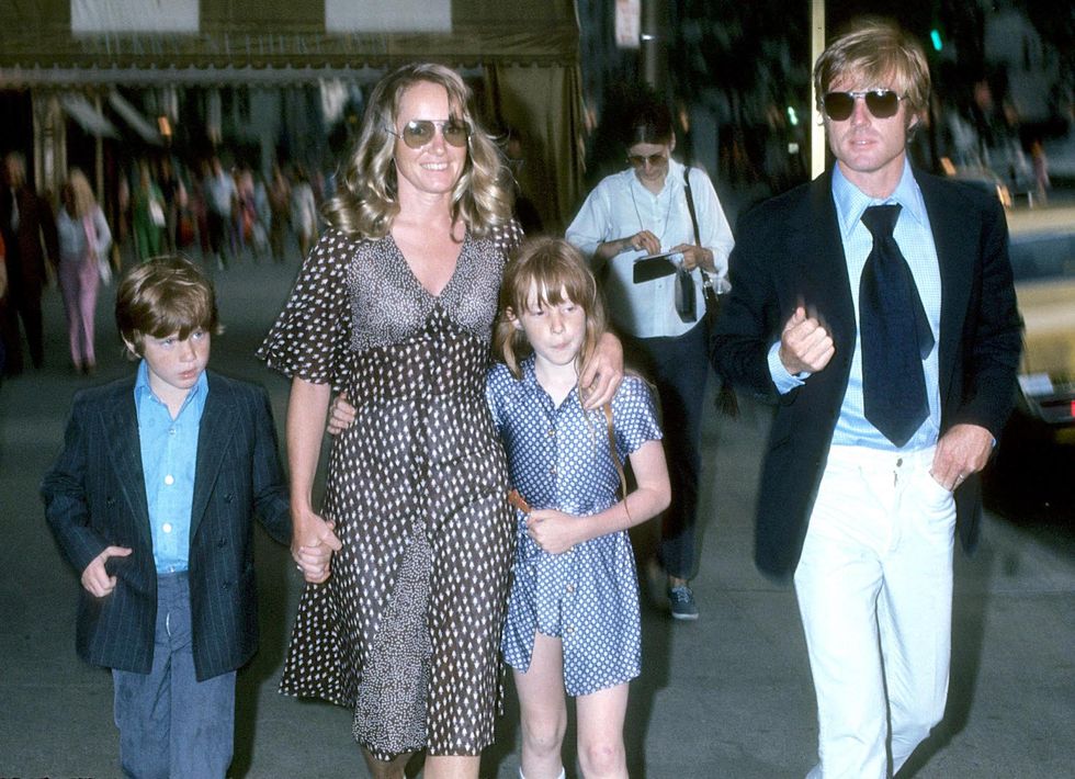 robert redford with his wife lola, son jamie and daughter shauna photo by tom wargackiwireimage