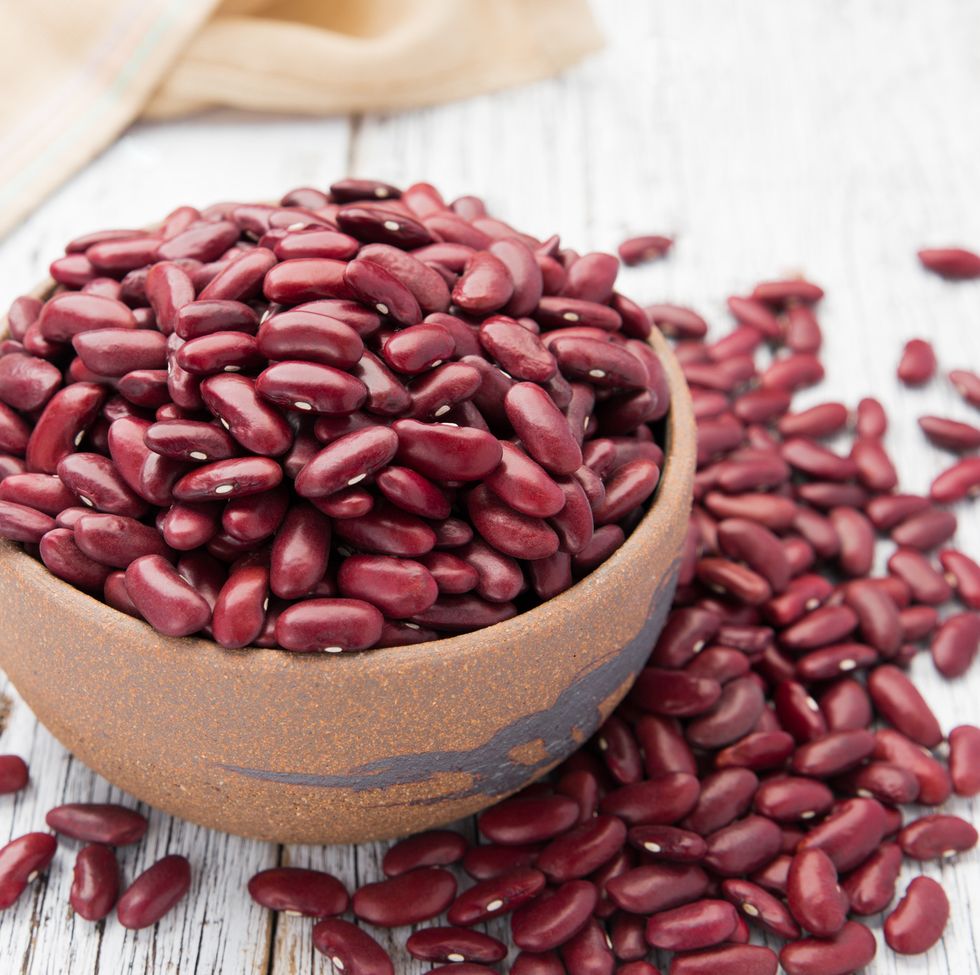 Close-Up Of Kidney Beans In Bowl On Table