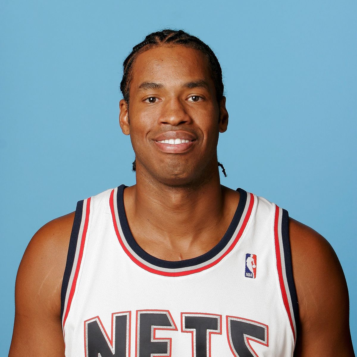 EAST RUTHERFORD, NJ - OCTOBER 1: Jason Collins #35 of the New Jersey Nets poses for a portrait during NBA Media Day at the Nets Practice Facility on October 1, 2007 in East Rutherford, New Jersey. NOTE TO USER: User expressly acknowledges and agrees that, by downloading and/or using this Photograph, user is consenting to the terms and conditions of the Getty Images License Agreement. Mandatory Copyright Notice: Copyright 2007 NBAE (Photo by Ed Jimenez/NBAE via Getty Images)