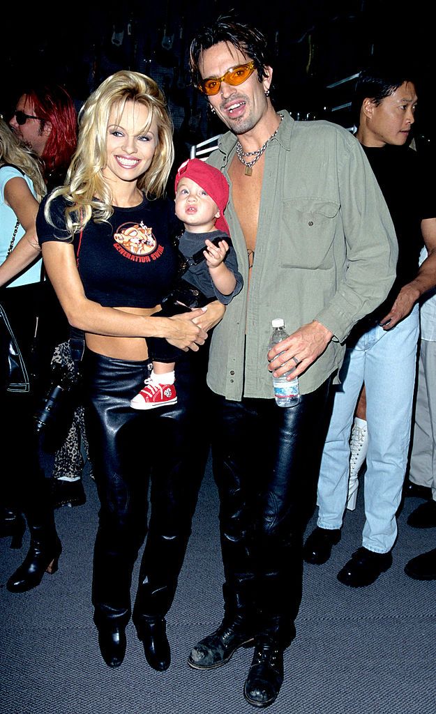Pamela Anderson and Tommy Lee with Brandon Lee in 1997.