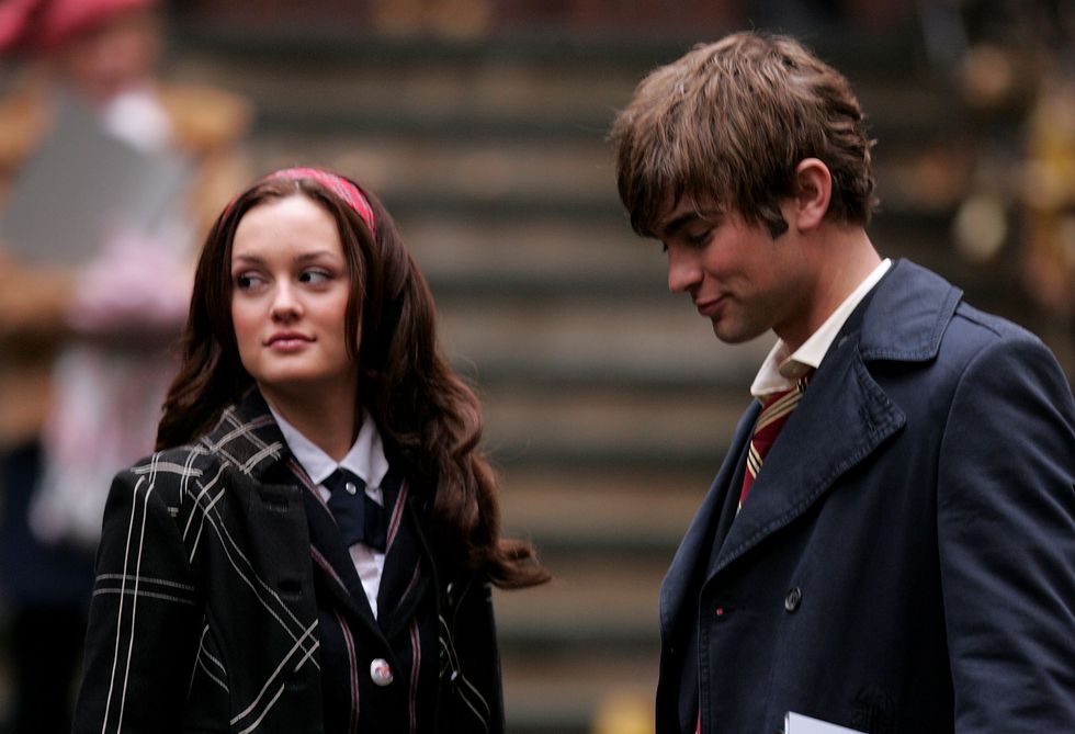leighton meester as blair waldorf and chace crawford as nate archibald on gossip girl