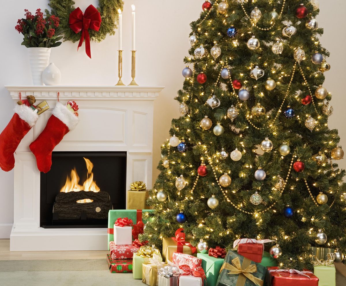 Christmas tree, Christmas decoration, Christmas, Christmas ornament, Tree, Holiday ornament, Christmas eve, Home, Room, Spruce, 