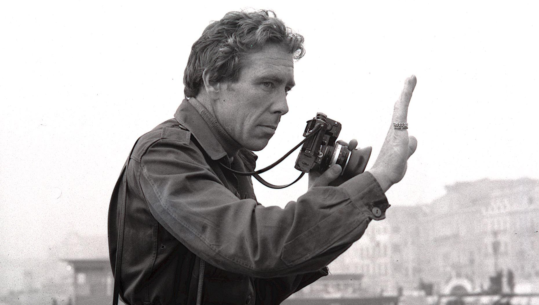 Venice, Italy, 14th October 1971, Photographer Lord Snowdon, husband of Princess Margaret, pictured at work in Venice