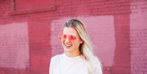 Hair, White, Pink, Photograph, Blond, Red, Beauty, Yellow, Eyewear, Shoulder, 