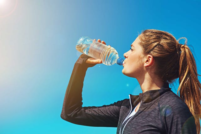 mujer, bebe, agua, sol, verano