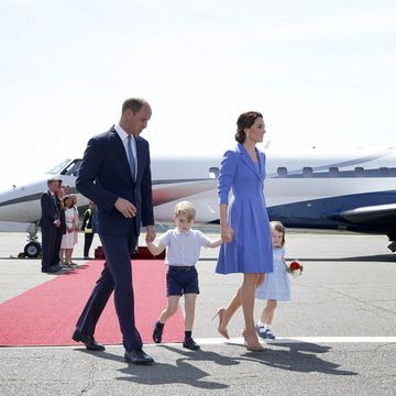 Prince William, Duke of Cambridge, Catherine, Duchess of Cambridge, Prince George of Cambridge and Princess Charlotte of Cambridge arrive at Berlin Tegel Airport