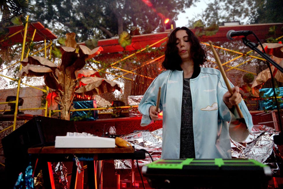 los angeles, ca   july 21  musician kelly lee owens performs onstage during fyf festival on july 21, 2017 in los angeles, california  photo by scott dudelsonwireimage