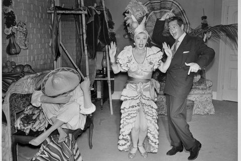 american actress lucille ball 1911   1989 as lucy ricardo and her husband, cuban actor desi arnaz 1917   1986 as ricky ricardo dance backstage on the set of i love lucy, los angeles, california, september 21, 1951 the episode, titled be a pal, was originally broadcast on october 22, 1951 photo by cbs photo archivegetty images