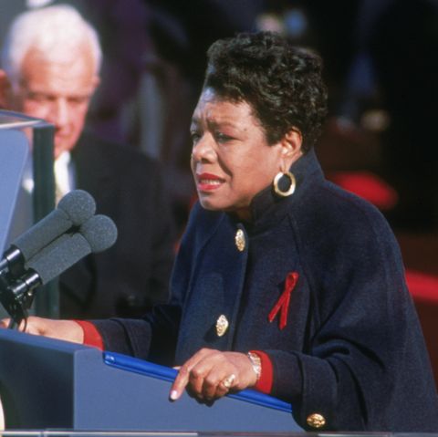 american poet maya angelou reciting her poem on the pulse of morning at the inauguration of president bill clinton in washington dc, 20th january 1993 photo by consolidated news pictureshulton archivegetty images