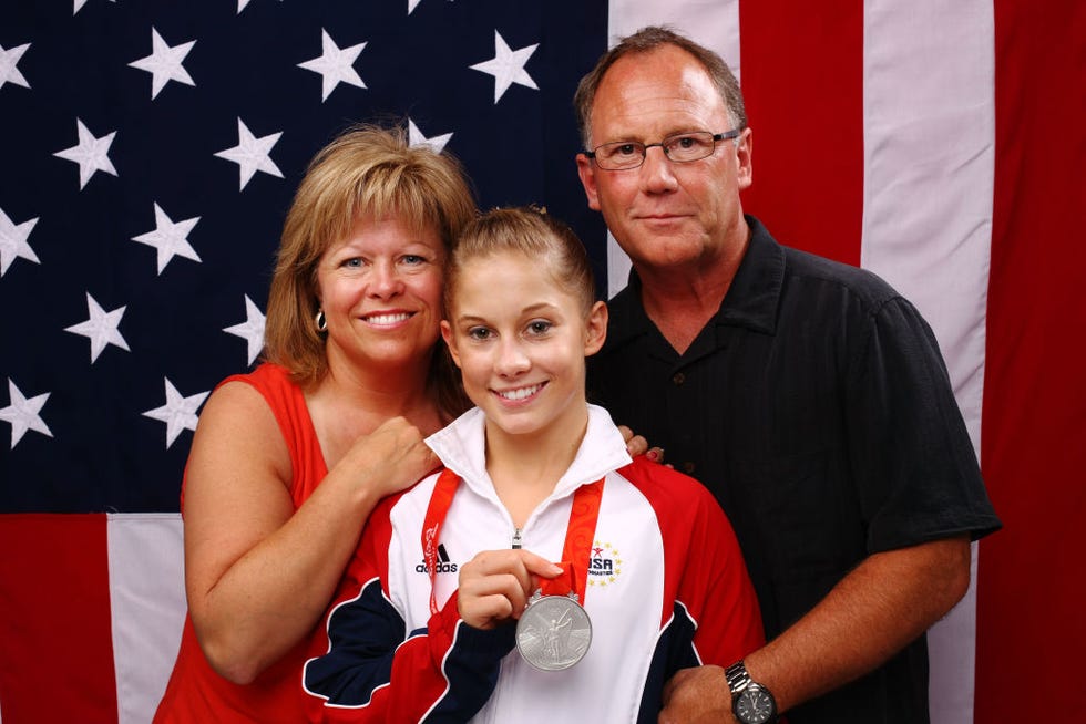 beijing august 15 shawn johnson c of the united states poses with her parents teri and doug johnson after placing second in the womens all around gymnastics event in the nbc today show studio at the beijing 2008 olympic games on august 15, 2008 in beijing, china photo by kristian dowlinggetty images