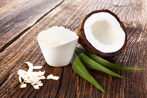 Shredded coconut with hard coconut oil.