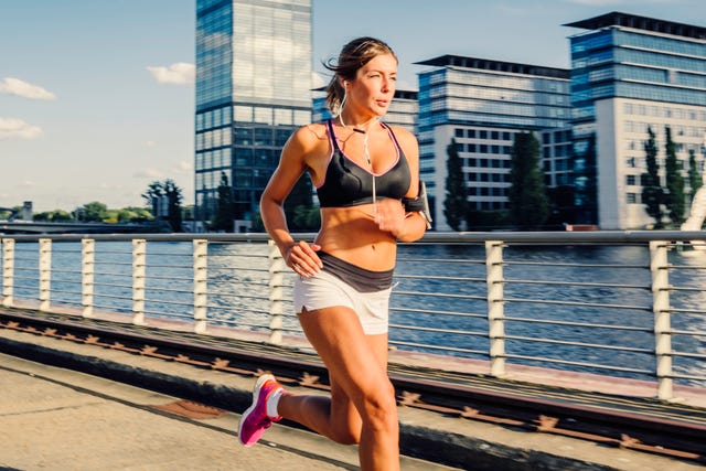 mujer, running, verano