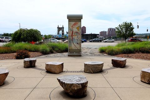 cincinnati   july 21  berlin wall memorial sits outside the national underground railroad freedom center in cincinnati, ohio on july 21, 2017  photo by raymond boydgetty images