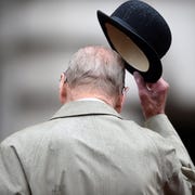 The Duke Of Edinburgh Attends The Captain General's Parade london, england august 2 prince philip, duke of edinburgh raises his hat in his role as captain general, royal marines, makes his final individual public engagement as he attends a parade to mark the finale of the 1664 global challenge, on the buckingham palace forecourt on august 2, 2017 in london, england photo by hannah mckay wpa poolgetty images