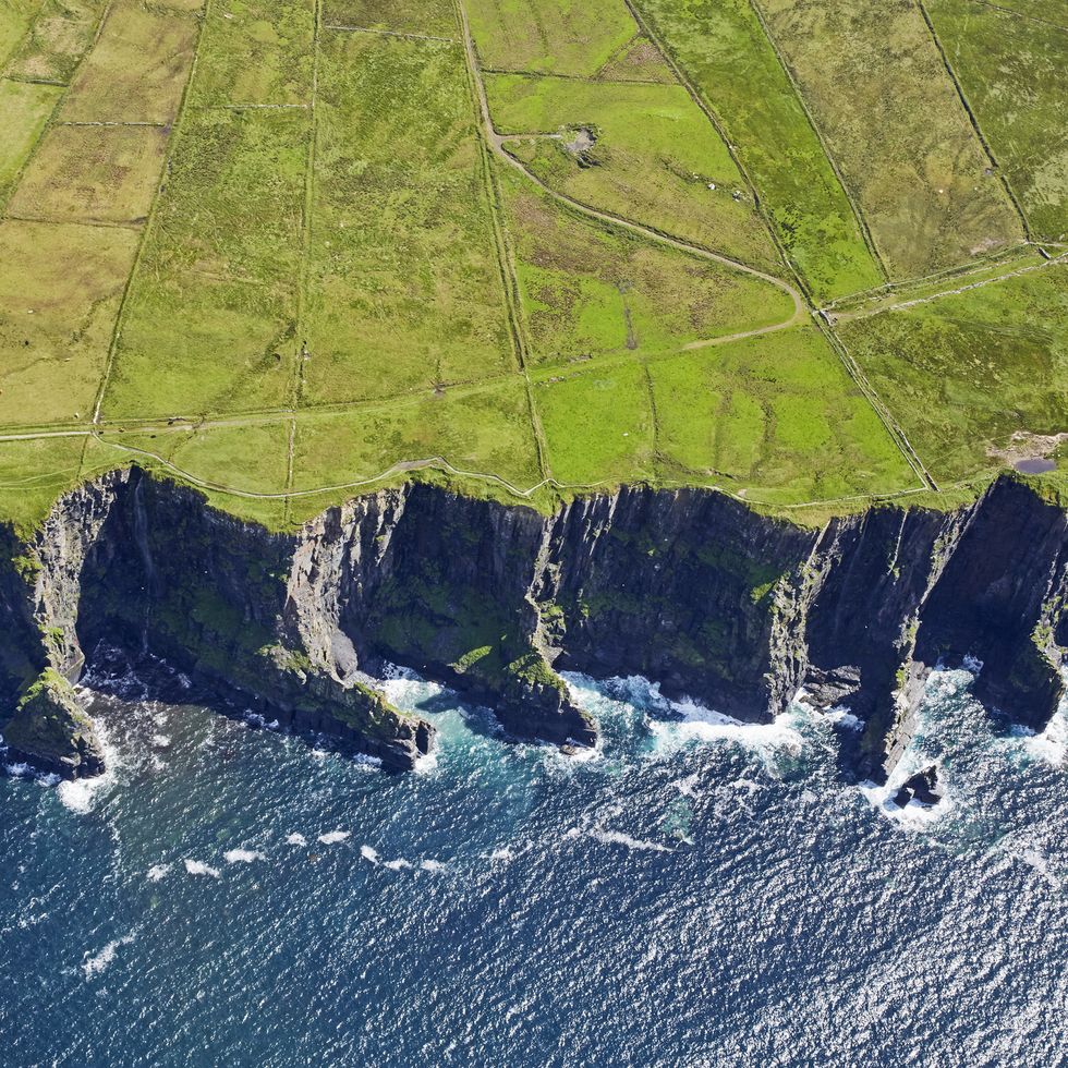 aerial view of the awe inspiring cliffs of moher in county clare on the west coast of ireland