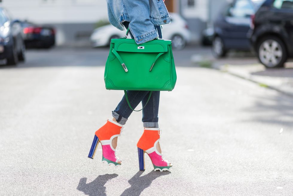 Street fashion, White, Green, Fashion, Pink, Footwear, Bag, Snapshot, Handbag, Joint, 