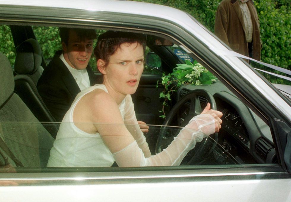 aristocratic supermodel stella tennant prepares to leave with french born david lasnet following their wedding in the small parish church of oxnam in the scottish borders   photo by david cheskin   pa imagespa images via getty images