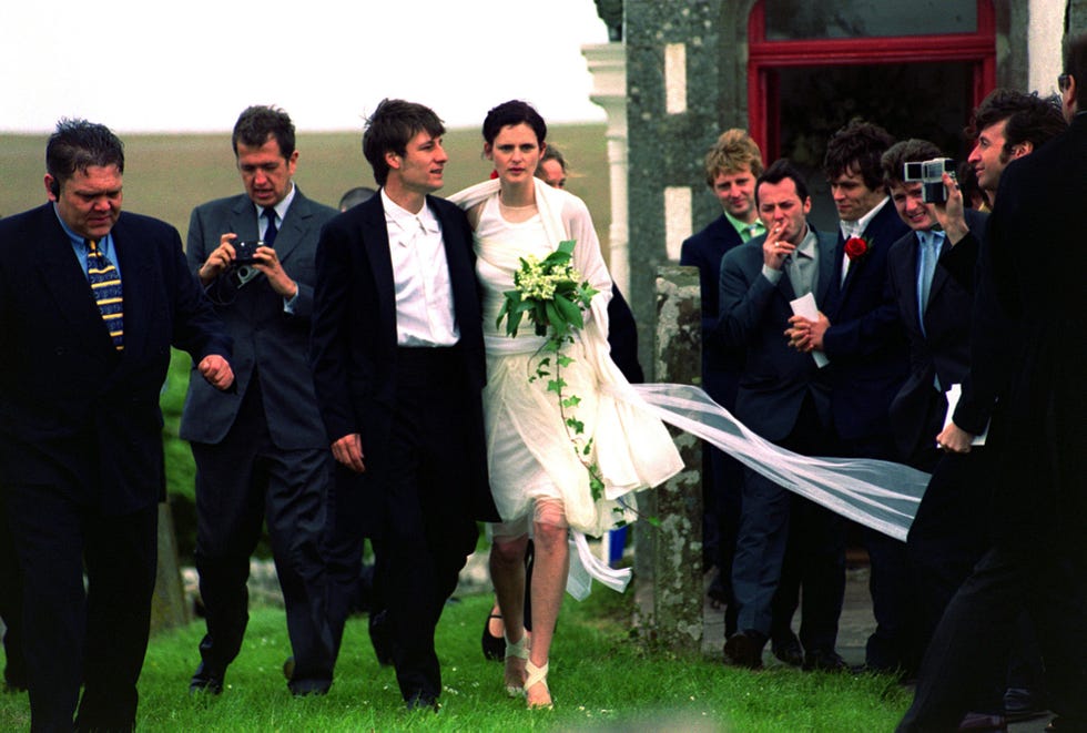 aristocratic supermodel stella tennant with french born david lasnet following the wedding in the small parish church of oxnam in the scottish borders photo by david cheskin pa imagespa images via getty images