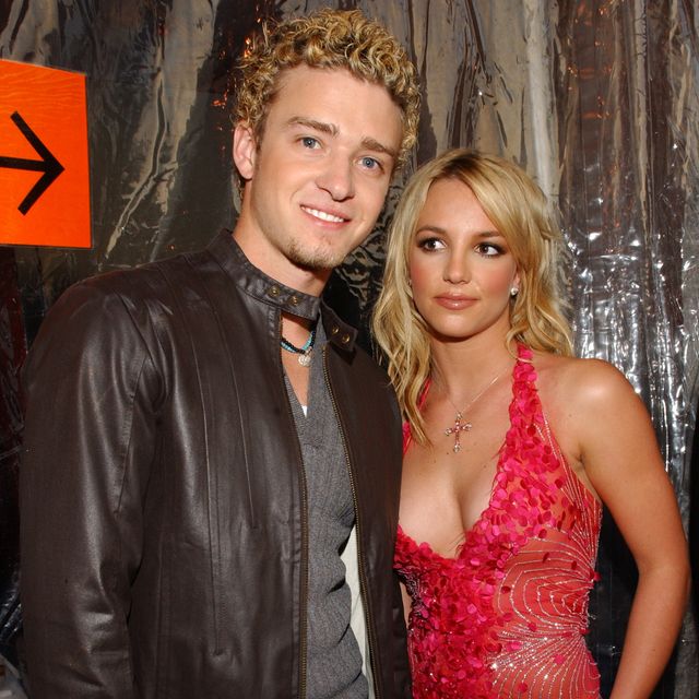justin timberlake and britney spears arrive at the 29th annual american music awards january 9, 2002 at the shrine auditorium in los angeles photo by kmazurwireimage