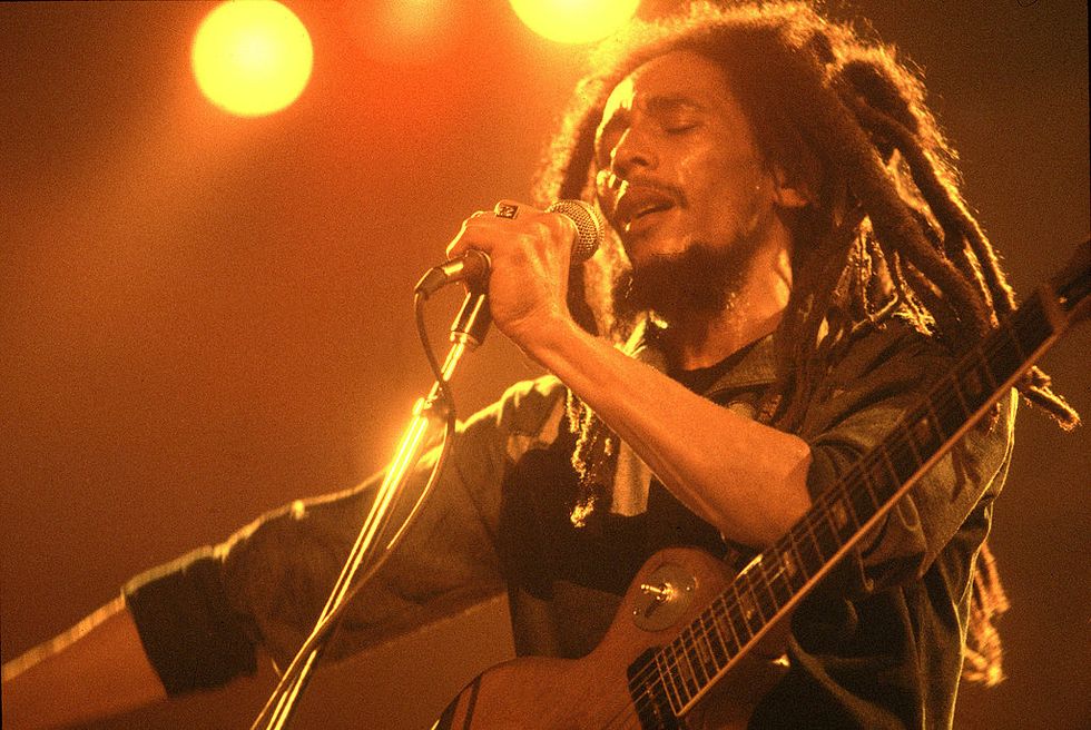 jamaican musician bob marley performing in chicago, il, 27th may 1978 photo by paul natkinwireimage