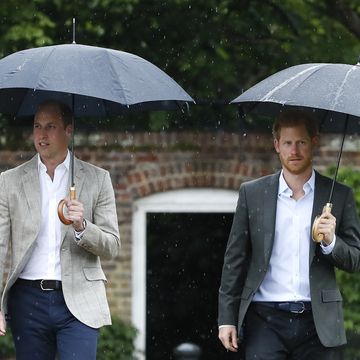london, england   august 30 l r , prince william, duke of cambridge and prince harry are seen during a visit to the sunken garden at kensington palace on august 30, 2017 in london, england  the garden has been transformed into a white garden dedicated in the memory of princess diana, mother of the duke of cambridge and prince harry  photo by kirsty wigglesworth  wpa poolgetty images