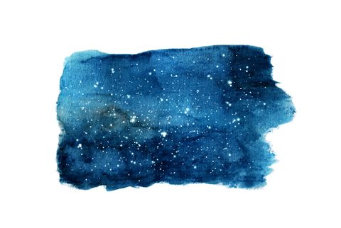 Night sky with stars isolated on white background. Watercolor