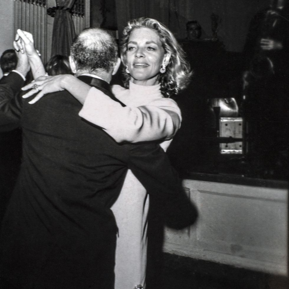 new york, ny   november 28  lauren bacall dancing with jerome robbins at truman capote bw ball on november 28, 1966 in new york, new york photo by santi visalligetty images