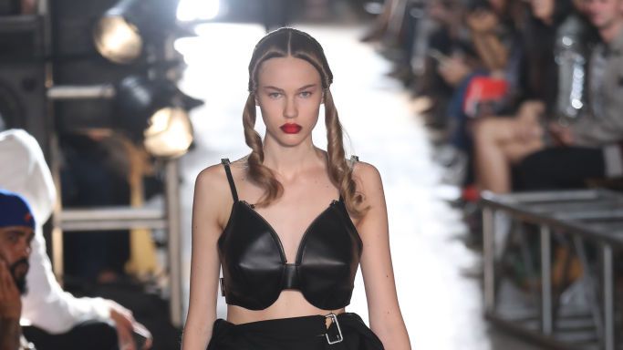New York Fashion Week – Helmut Lang) Bra bags and a whiff of bondage