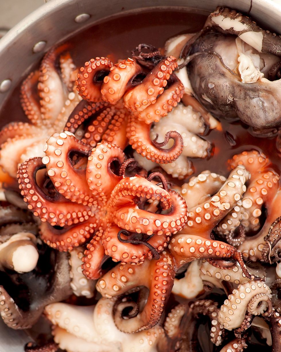 Octopus tentacles in a pot