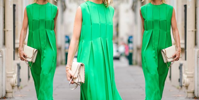 Green, Clothing, Dress, Shoulder, Fashion, Fashion model, Turquoise, Street fashion, Formal wear, Gown, 