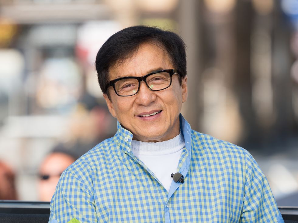 universal city, ca   october 05 jackie chan visits extra at universal studios hollywood on october 5, 2017 in universal city, california photo by noel vasquezgetty images