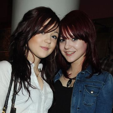 london   april 8  embargoed for publication in uk tabloid newspapers until 48 hours after create date and time l r channel 4s skins actress kathryn prescott and megan prescott attend the vip screening of i love you man at the soho hotel on april 8, 2009 in london photo by dave m benettgetty images