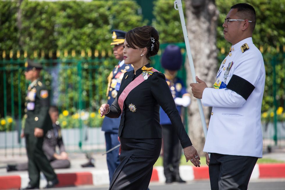 sanam luang, bangkok, thailand   20171027 princess ubolratana is seen as she attend thailands late king bhumibol adulyadejs ashes and relics to be taken to the dusit maha prasat throne hall in the grand palace, after the royal cremation thailands late king bhumibol adulyadej was the worlds longest serving monarch who died on october 13th, 2016 at siriraj hospital in bangkok the royal funeral ceremony taking place over three days in the thai capital front of the royal palace at the grand royal crematorium site exclusively build for the much beloved king rama 9 today the royal relics and ashes were transferred back to the grand palace and will be transferred into two different temples in bangkok on sunday photo by guillaume payensopa imageslightrocket via getty images