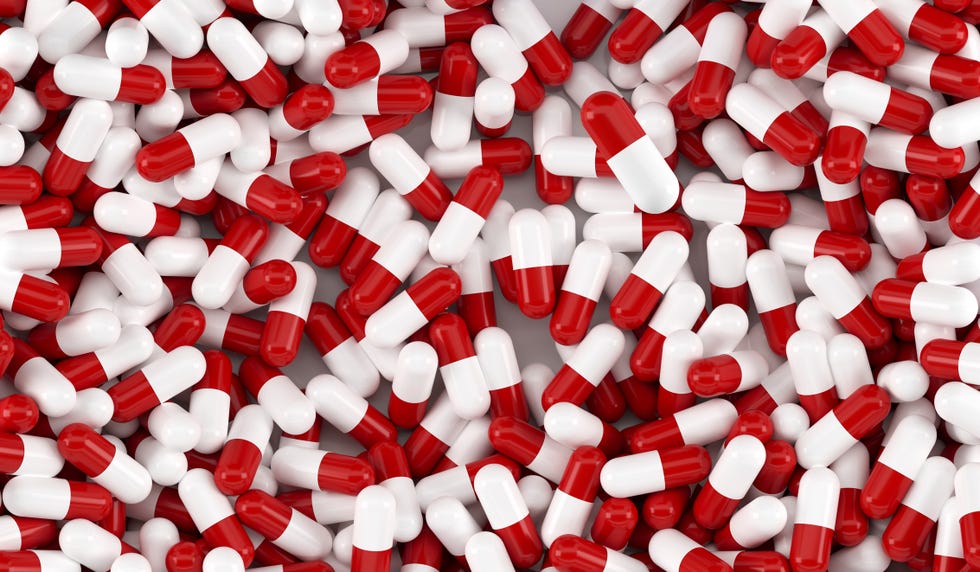 lots of pills top view 3d rendering