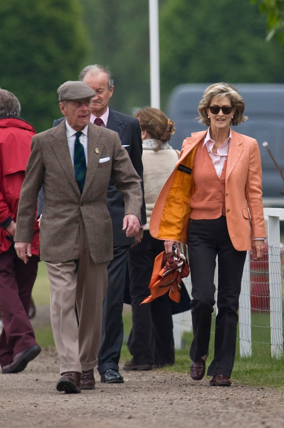 windsor, england   may 14  hrh prince phillip, duke of edinburgh arrives with lady brabourne to watch riding for the disabled class on the second day of the windosr horse show  on may 14, 2009 in windsor, england  photo by marco secchigetty images