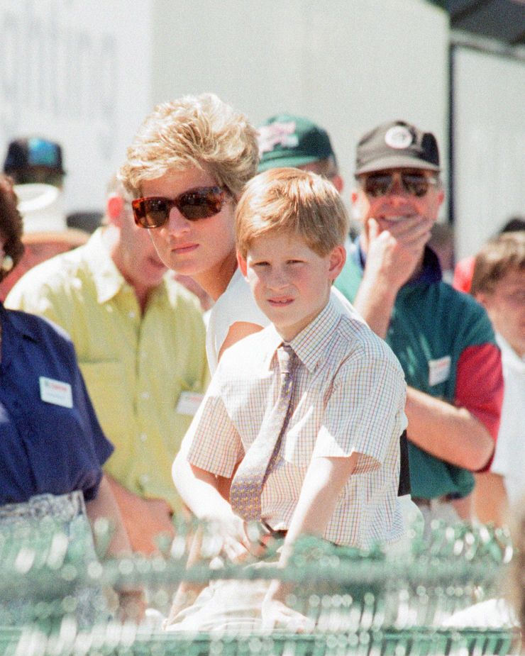 1994 british grand prix, silverstone, northamptonshire, england, sunday 10th july 1994, our picture shows, princess diana attends the 1994 british grand prix with youngest son prince harry aged 9 years old photo by coventry telegraph archivemirrorpixgetty images
