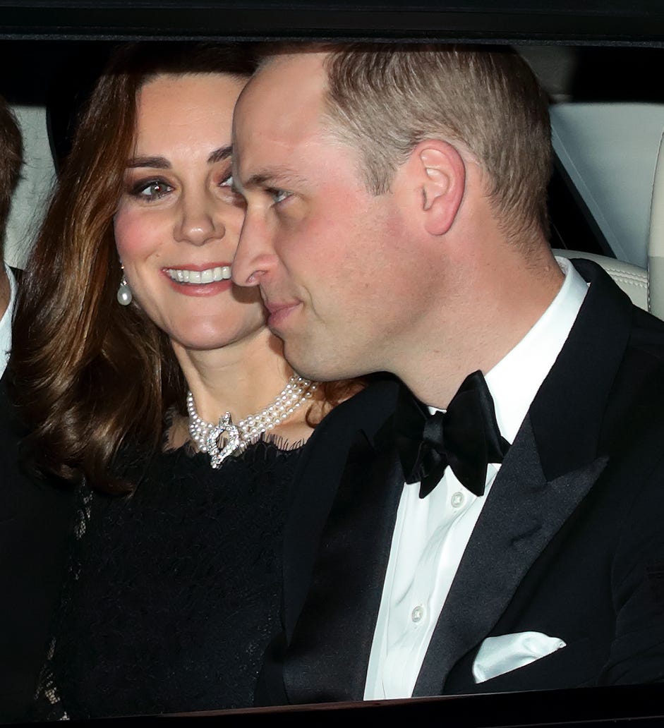 windsor, united kingdom   november 20 embargoed for publication in uk newspapers until 24 hours after create date and time catherine, duchess of cambridge and prince william, duke of cambridge arrive at windsor castle to attend queen elizabeth iis and prince philip, duke of edinburghs 70th wedding anniversary dinner on november 20, 2017 in windsor, england photo by max mumbyindigogetty images