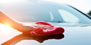 hand drying the vehicle hood