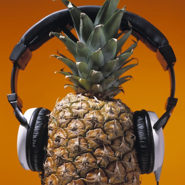 delicious pineapple wearing headphones