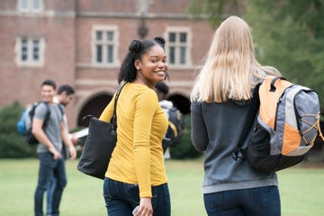 university students walking on campus