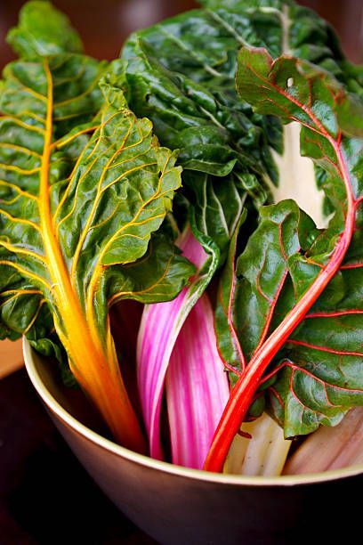 a bowl of organic rainbow chard, fresh from the farmers market