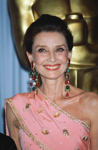 audrey hepburn beauty secrets actress audrey hepburn 1929 1993 presents the award for best costume design at the 58th annual academy awards in los angeles, 24th march 1986 photo by maureen donaldsongetty images