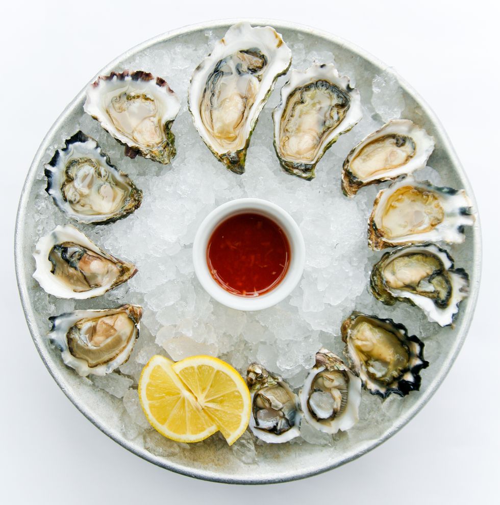 Oyster, Food, Oysters rockefeller, Dish, Seafood, Bivalve, Cuisine, Stuffed clam, Ingredient, Abalone, 