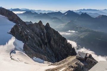 a panoramic view of towering mountain