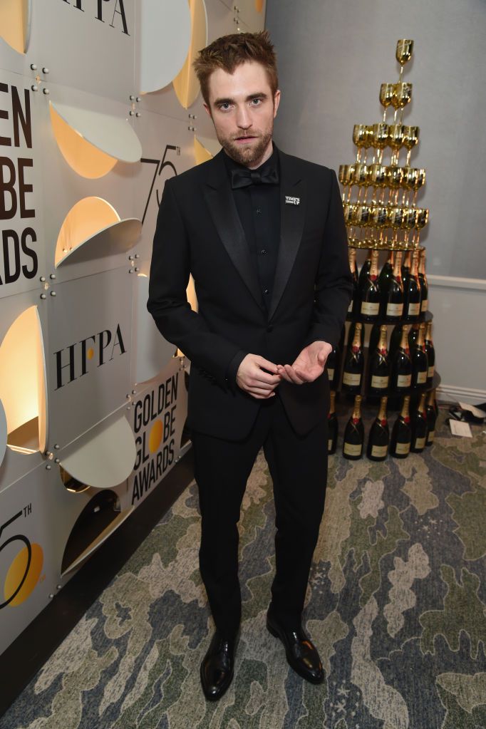 beverly hills, ca   january 07  actor robert pattinson celebrates the 75th annual golden globe awards with moet  chandon at the beverly hilton hotel on january 7, 2018 in beverly hills, california  photo by michael kovacgetty images for moet  chandon