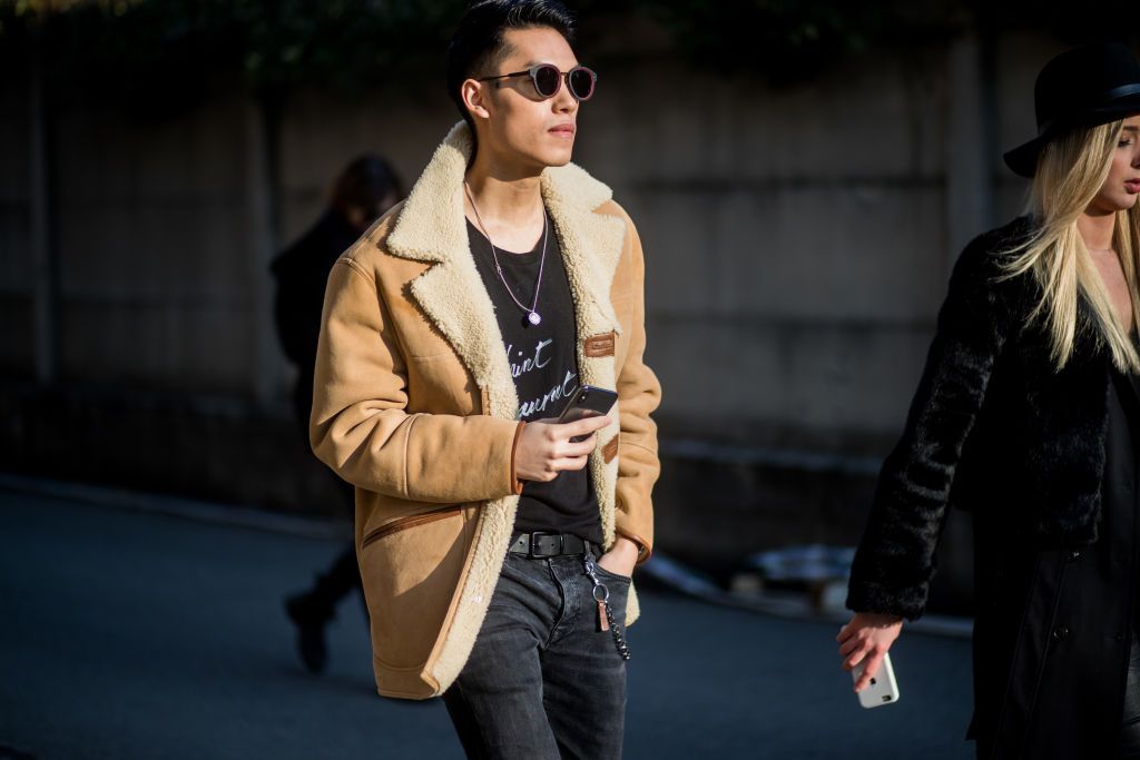 mens shearling bomber coat